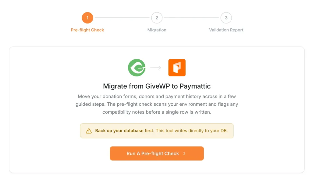 migrate from give to paymattic
