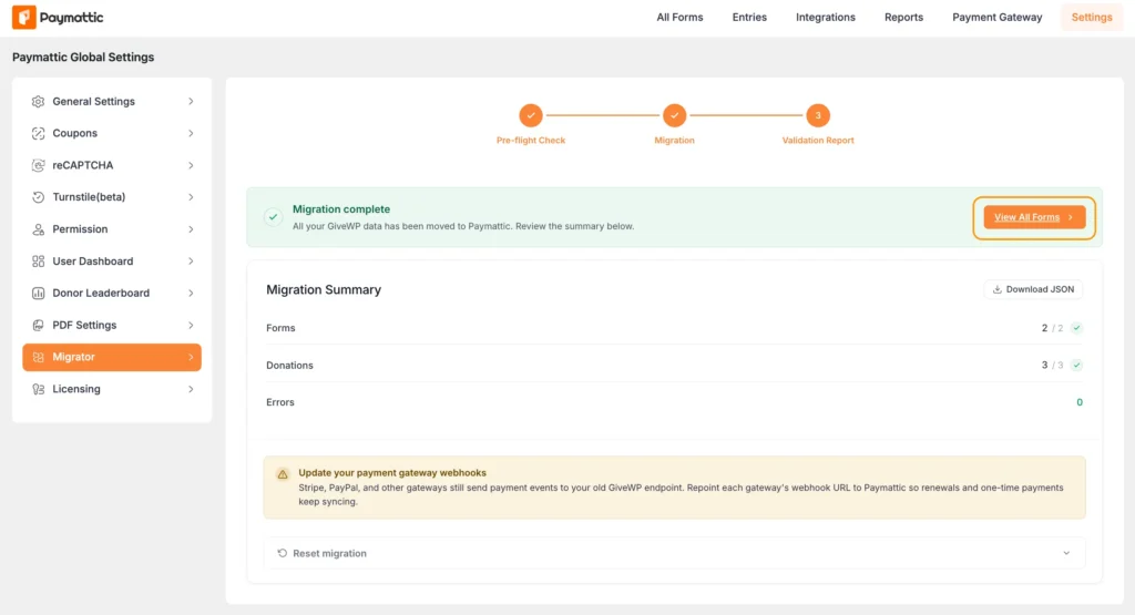 GiveWP to Paymattic migration