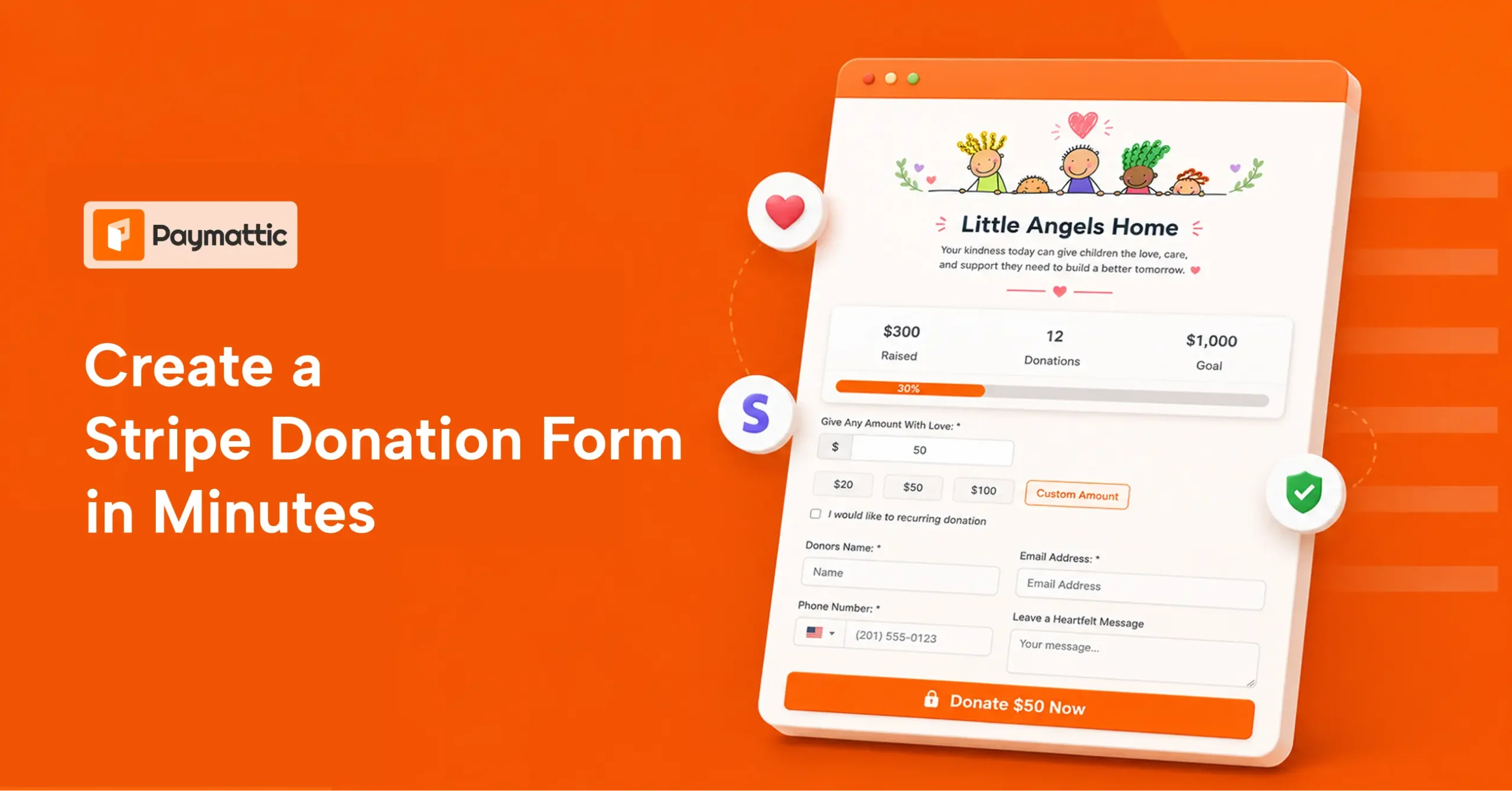 create a stripe donation form with paymattic