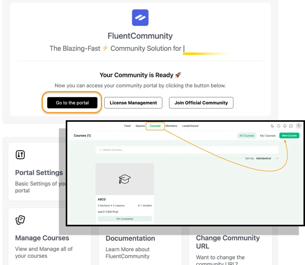 create course with FluentCommunitiy