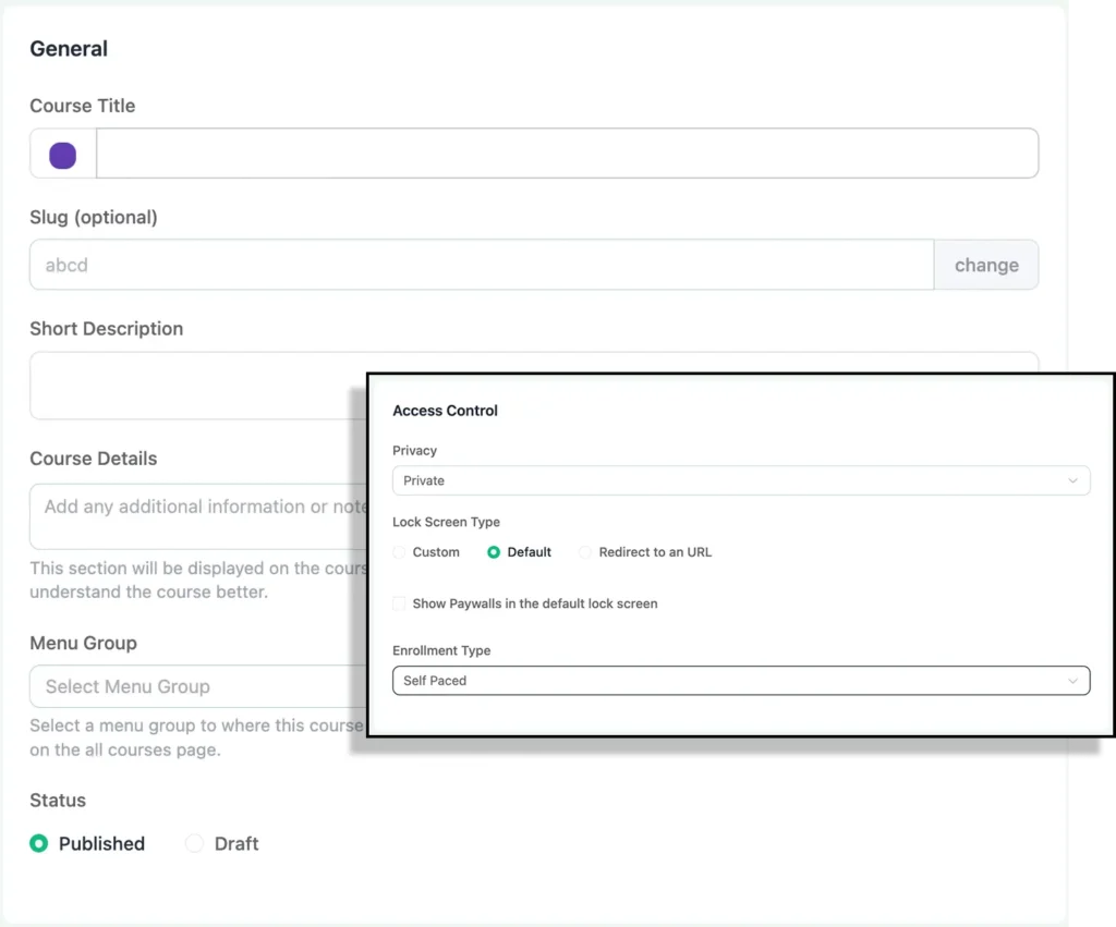 Course setup with FluentCommunity