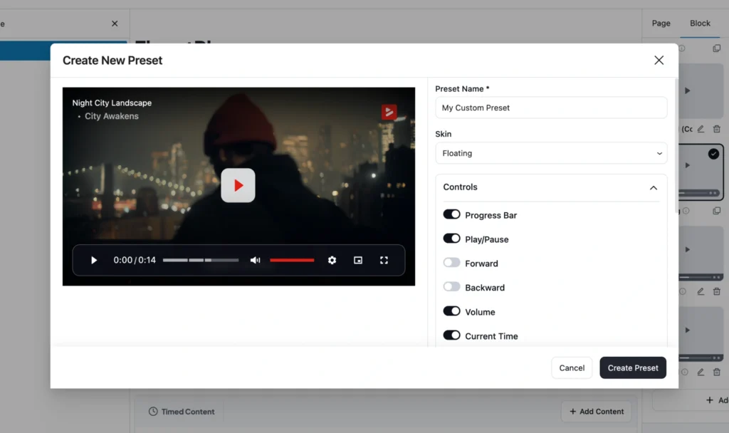 Customizable player presets of FluentPlayer