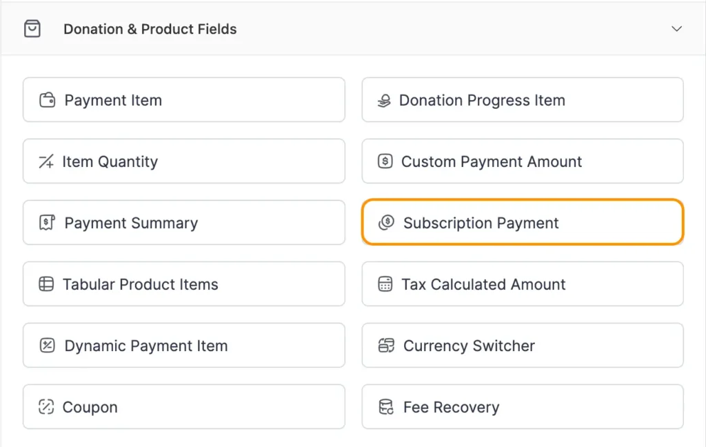 add subscription payment fileld on paymattic